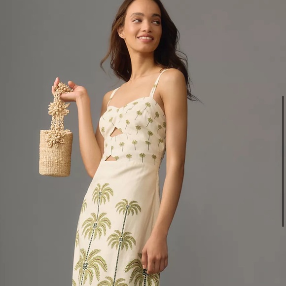 Farm Rio Sleeveless Ruffle Hem Tropical Linen Maxi Dress - Picture 4 of 15